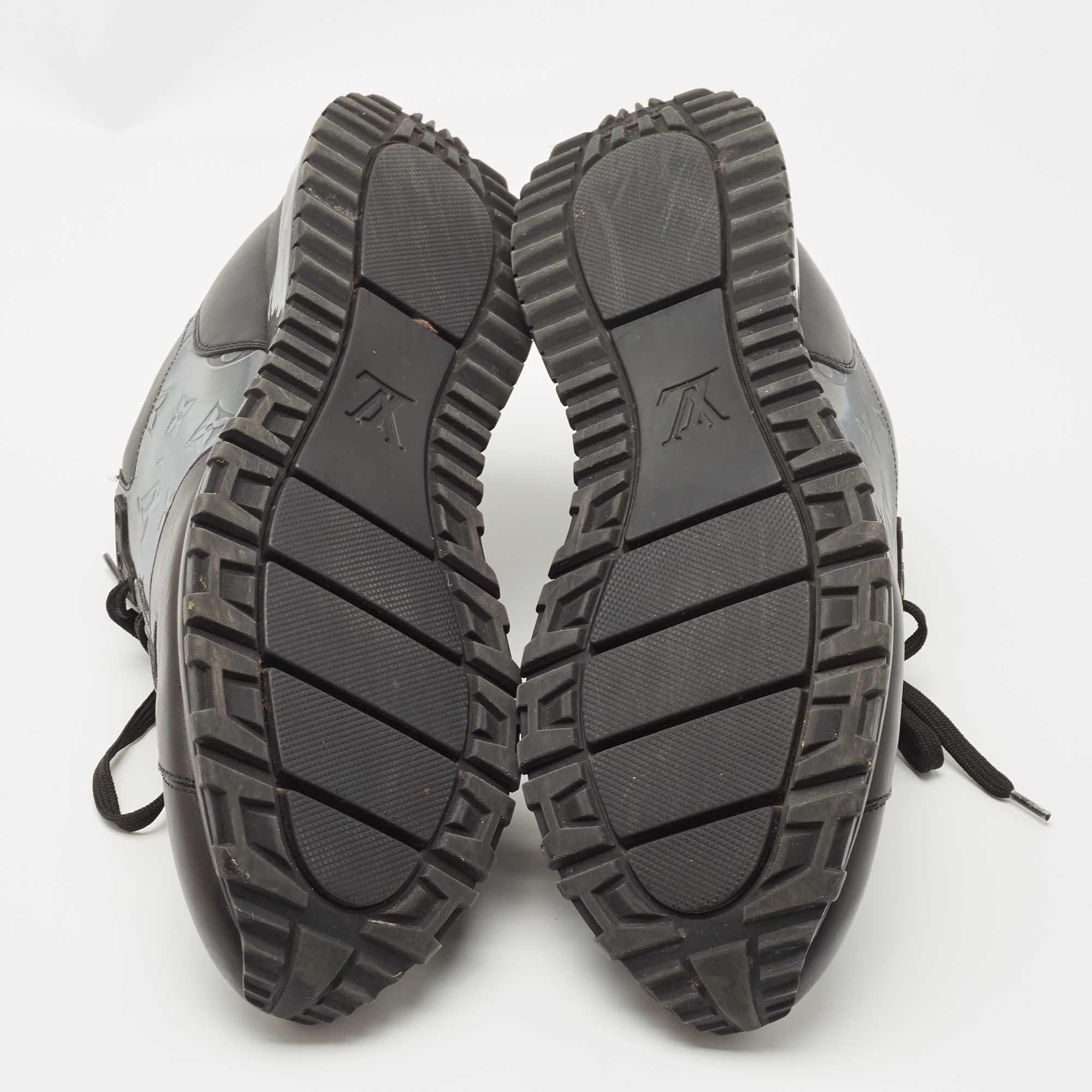 Louis Vuitton Black Monogram Embossed Iridescent PVC Run Away Sneakers Size 44 4