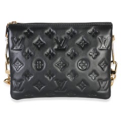 Louis Vuitton Schwarzer Monogram geprägter Lammfell Coussin BB
