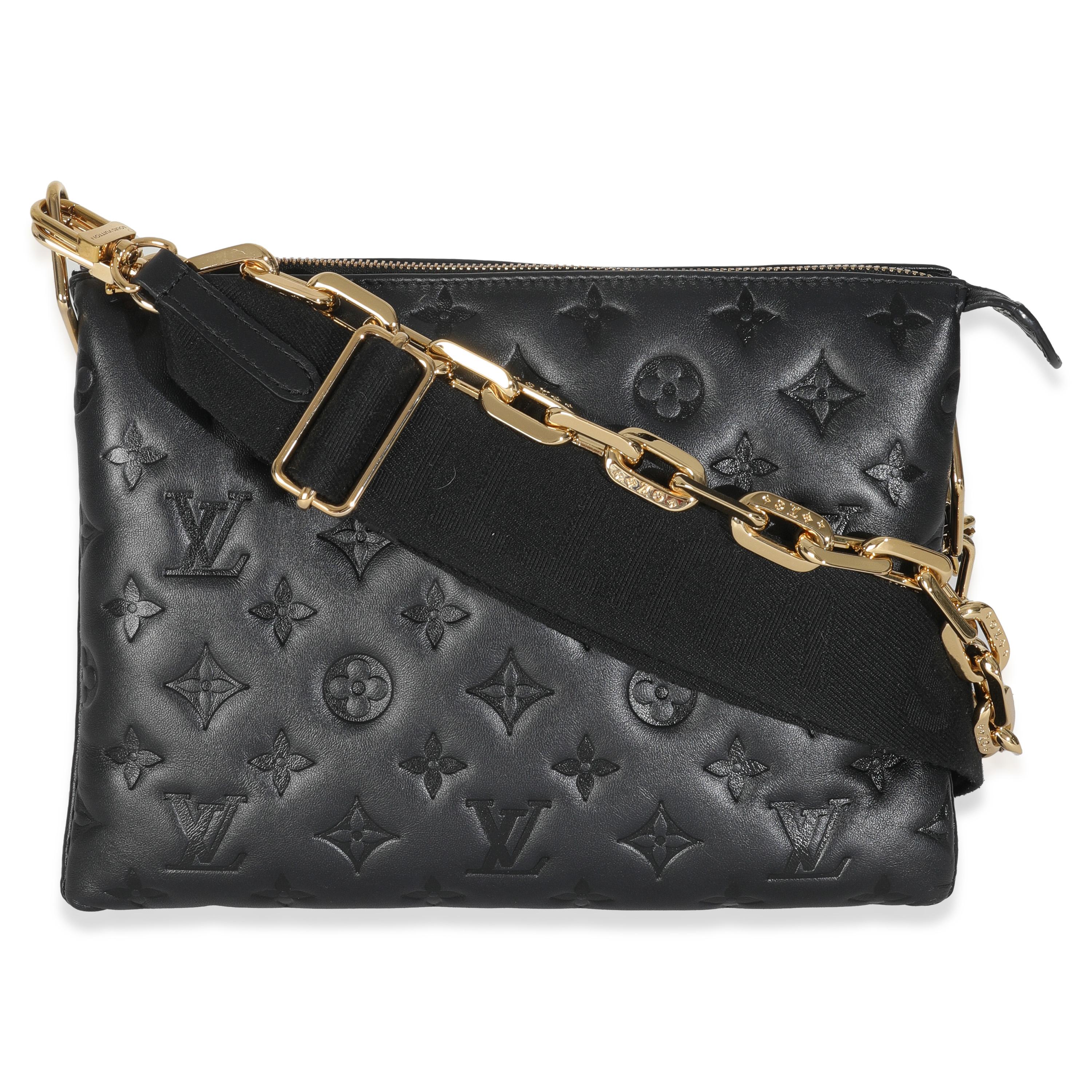 Listing Title: Louis Vuitton Black Monogram Embossed Lambskin Coussin PM
SKU: 146671
MSRP: 4850.00 USD
Condition: Pre-owned 
Handbag Condition: Excellent
Condition Comments: Item is in excellent condition and displays light signs of wear. Faint wear