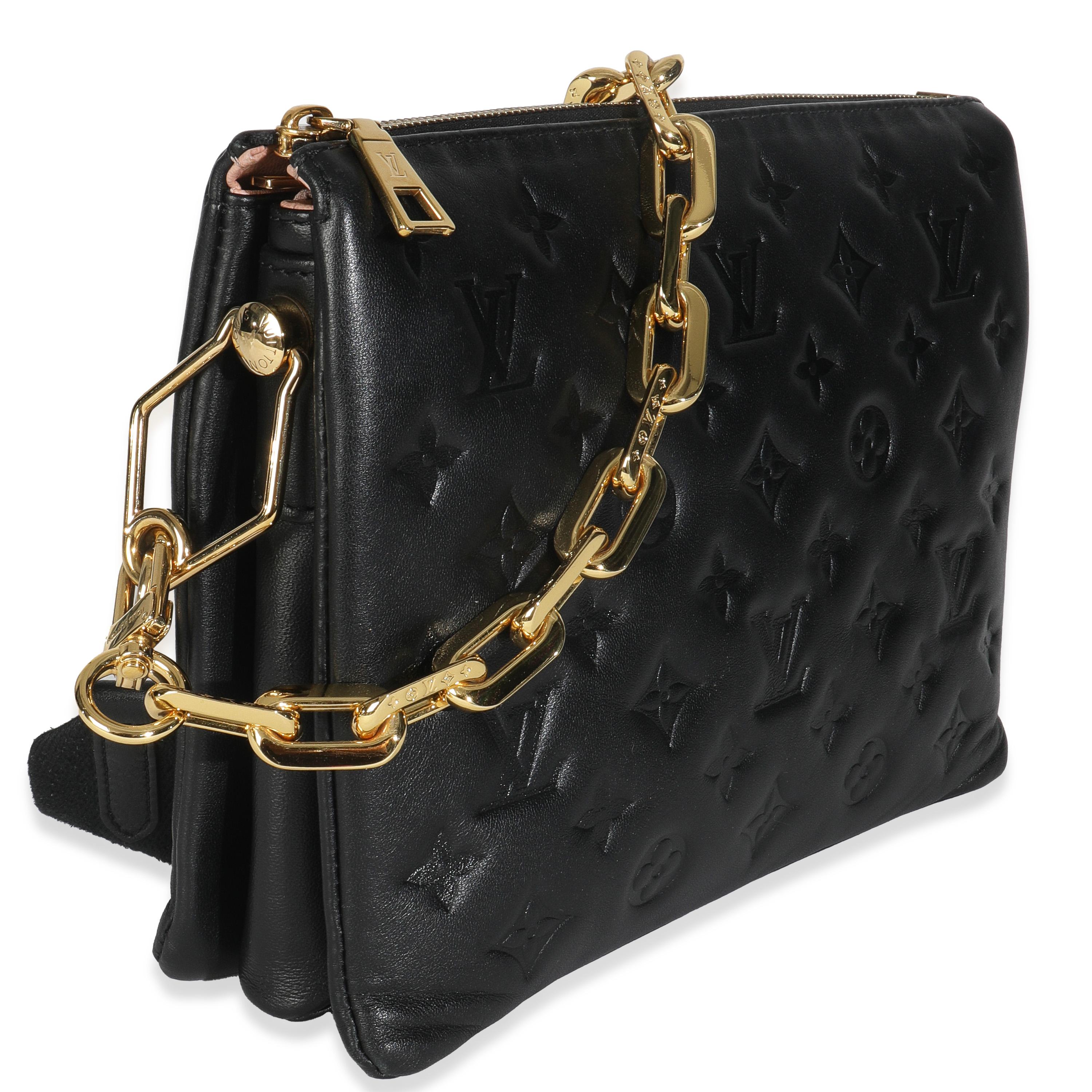 Noir Louis Vuitton Black Monogram Embossed Lambskin Coussin PM en vente