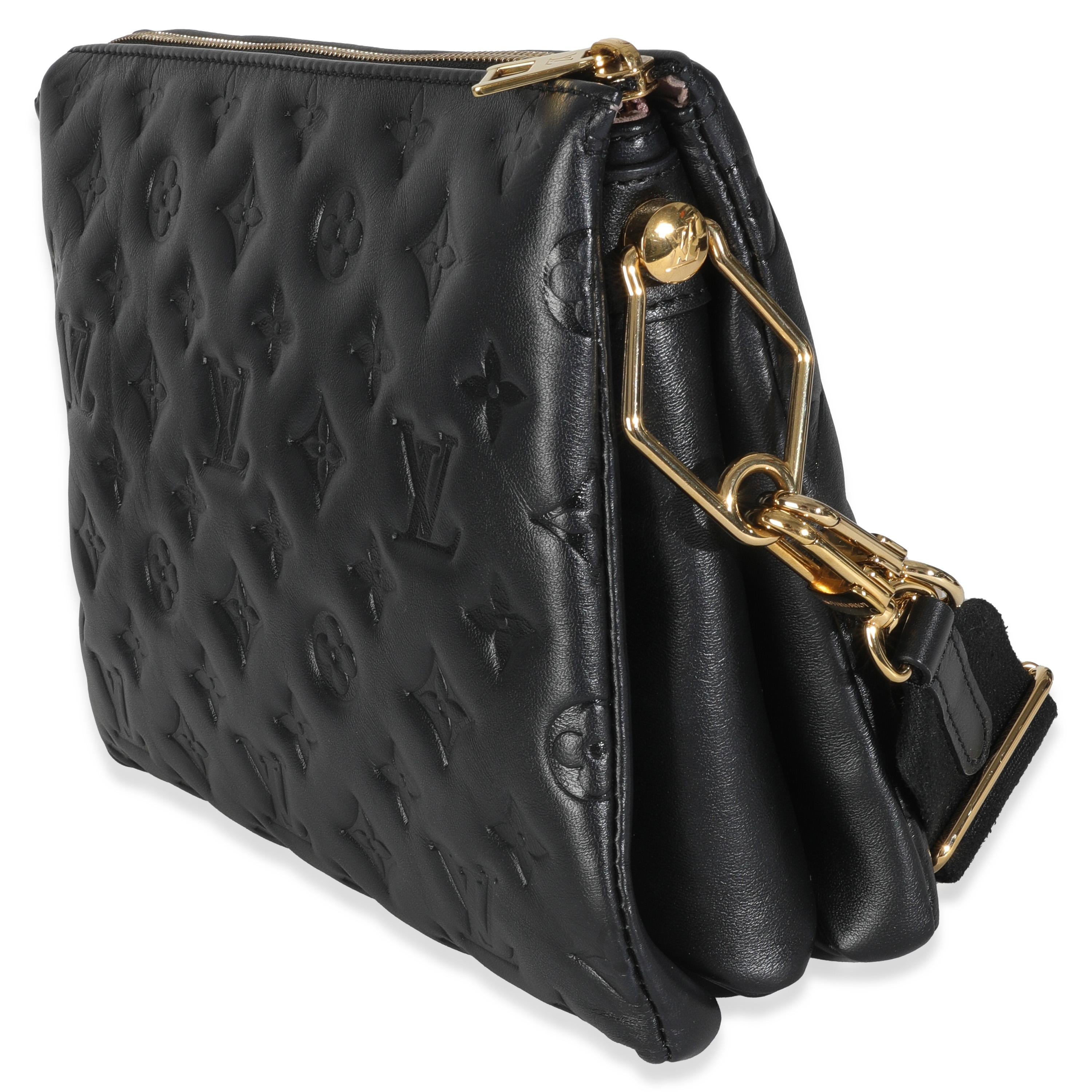 Women's or Men's Louis Vuitton Black Monogram Embossed Lambskin Coussin PM For Sale