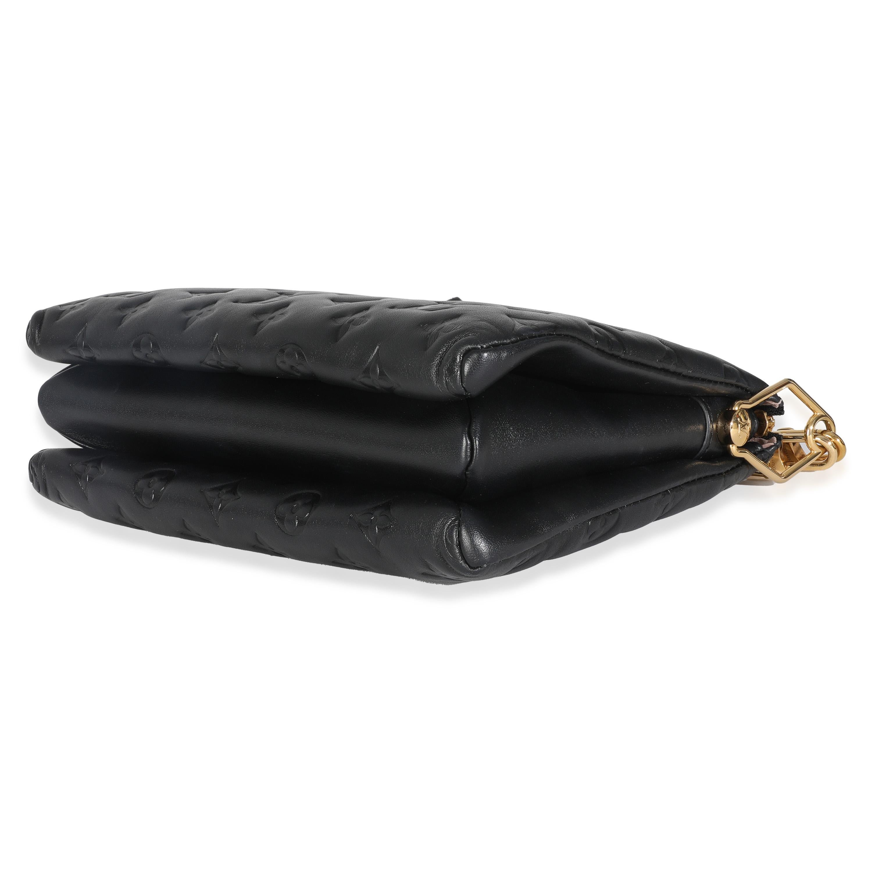 Louis Vuitton Black Monogram Embossed Lambskin Coussin PM For Sale 1