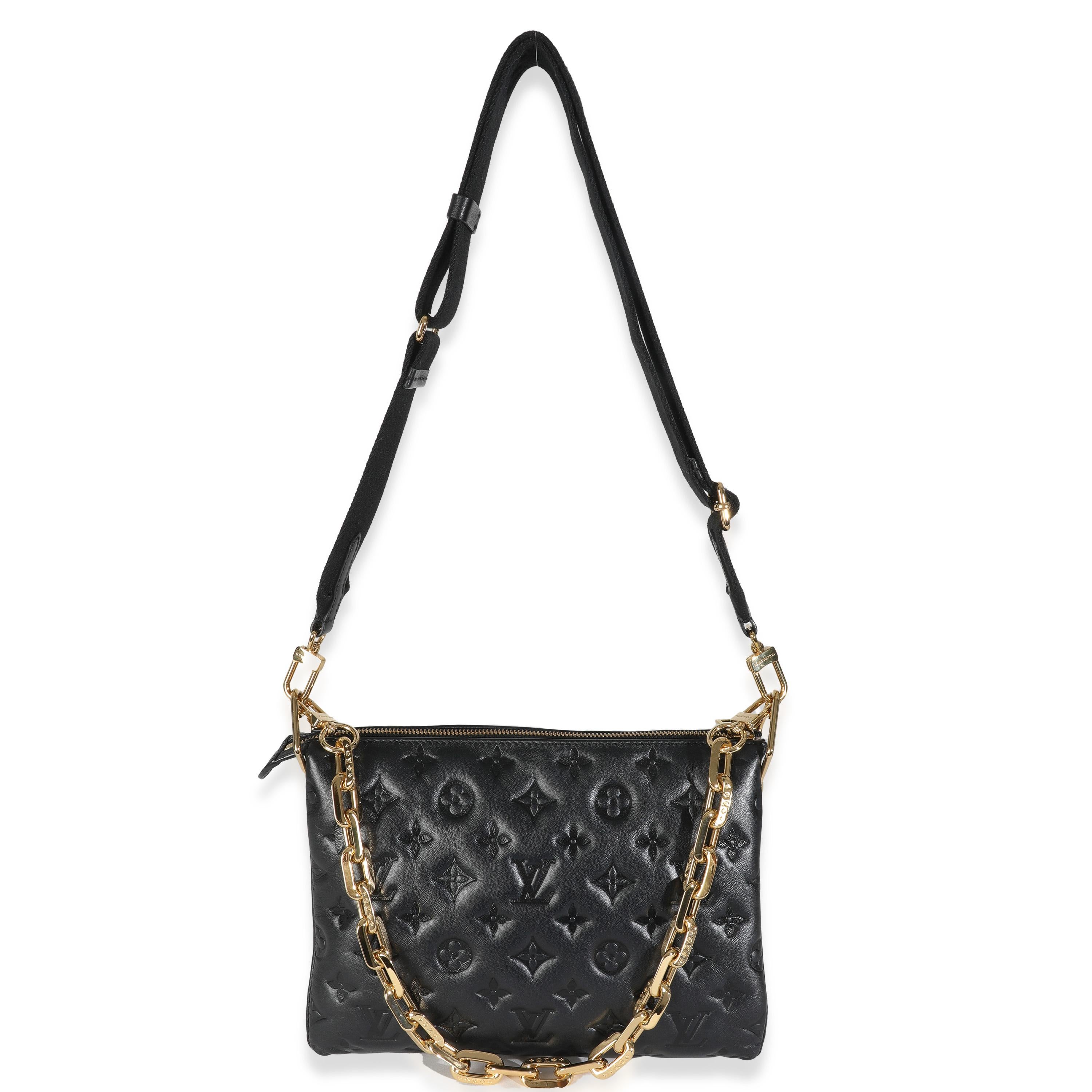 Louis Vuitton Black Monogram Embossed Lambskin Coussin PM For Sale 2