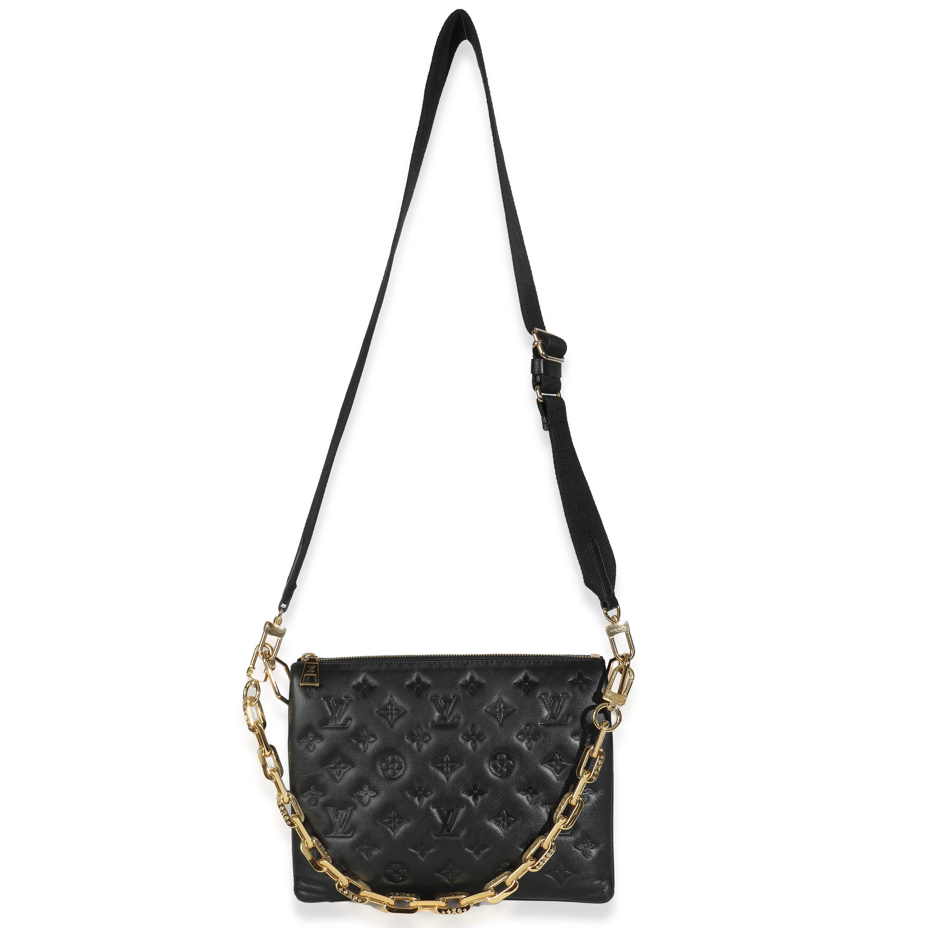 Louis Vuitton Black Monogram Embossed Lambskin Coussin PM en vente 1