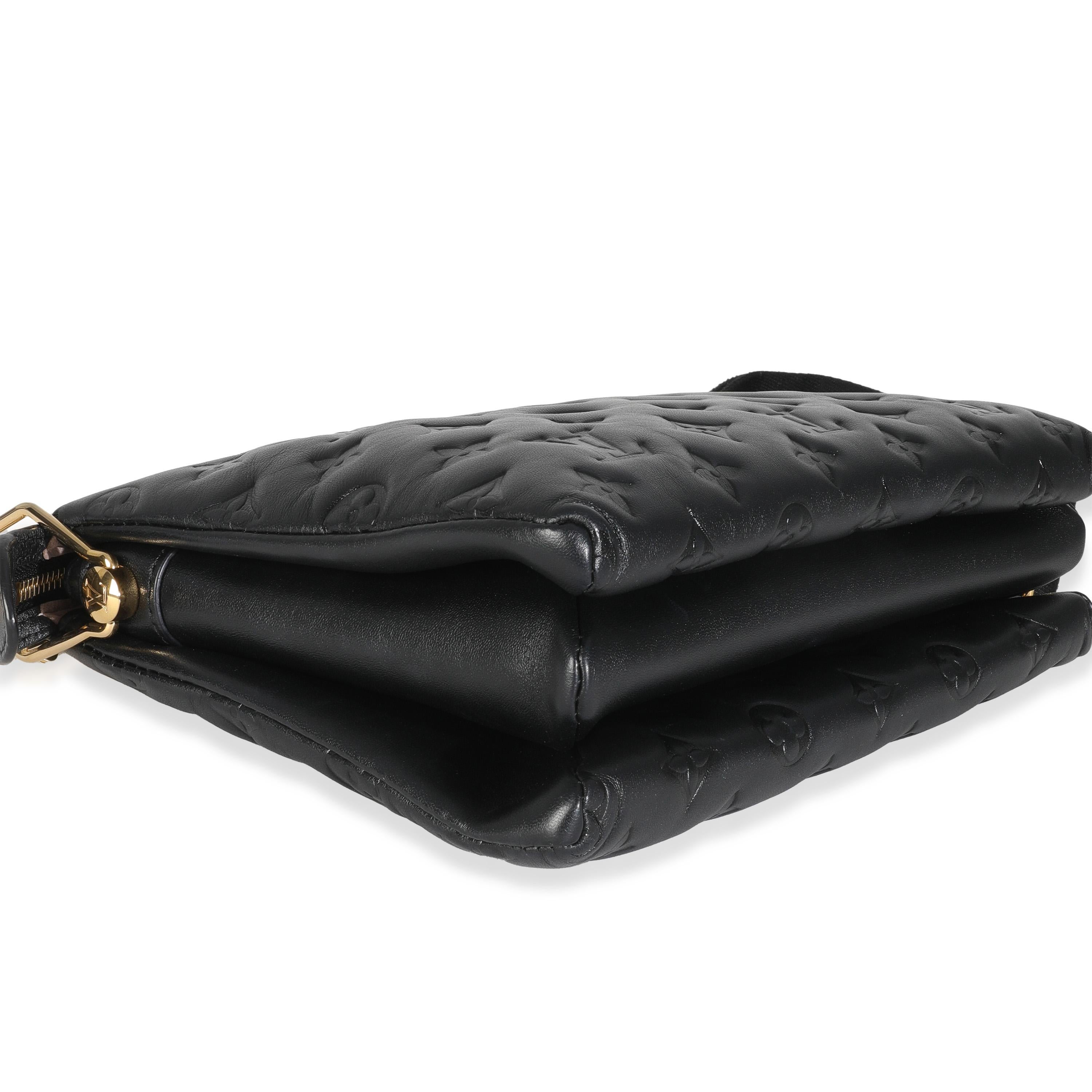 Louis Vuitton Black Monogram Embossed Lambskin Coussin PM For Sale 3