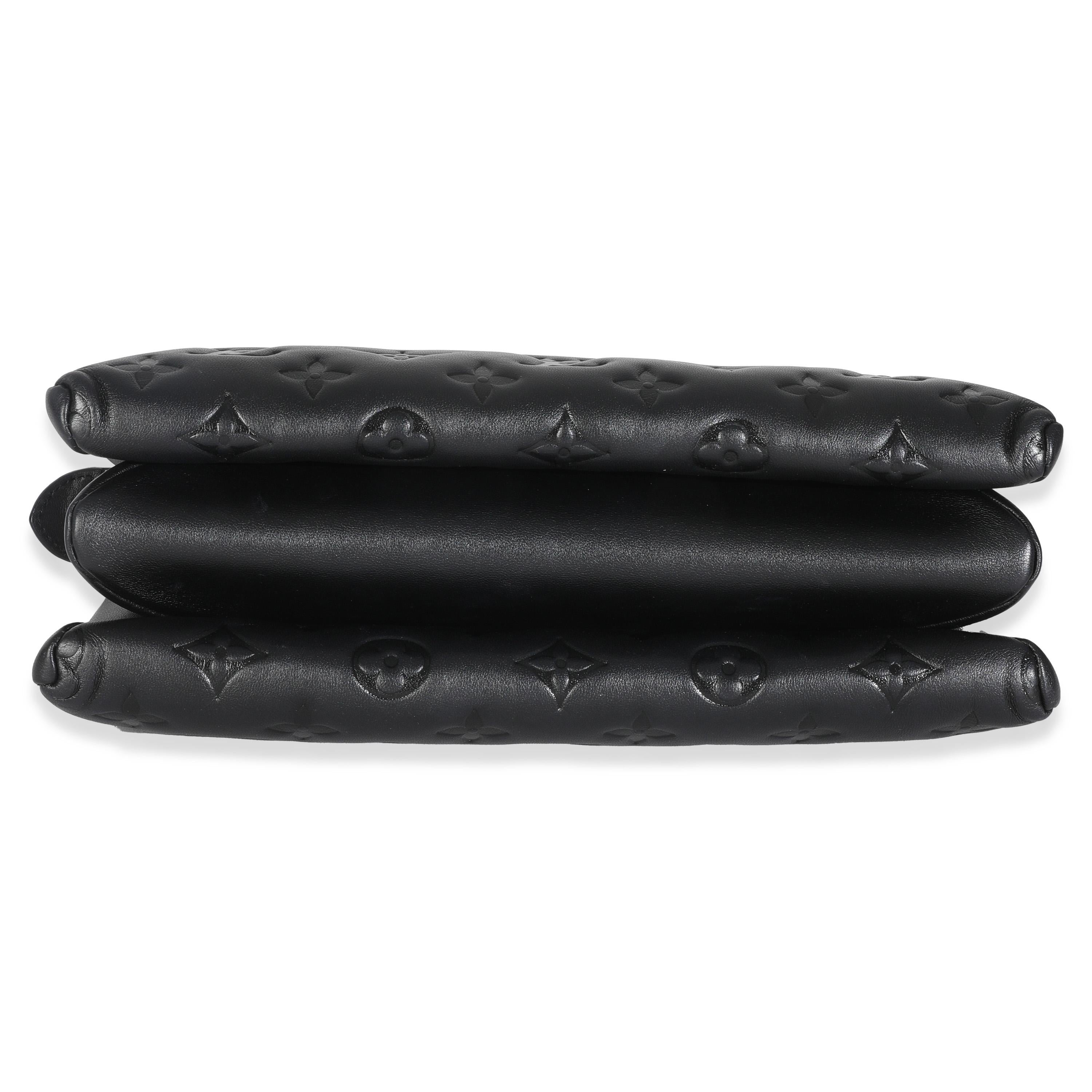 Louis Vuitton Black Monogram Embossed Lambskin Coussin PM For Sale 4