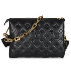 Louis Vuitton Black Monogram Embossed Lambskin Coussin PM