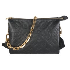 Louis Vuitton Black Monogram Embossed Lambskin Coussin PM