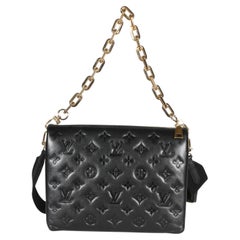 Louis Vuitton Black Monogram Embossed Lambskin Coussin PM