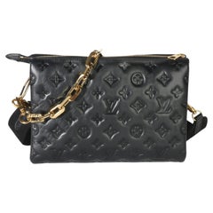 Louis Vuitton Black Monogram Embossed Lambskin Coussin PM