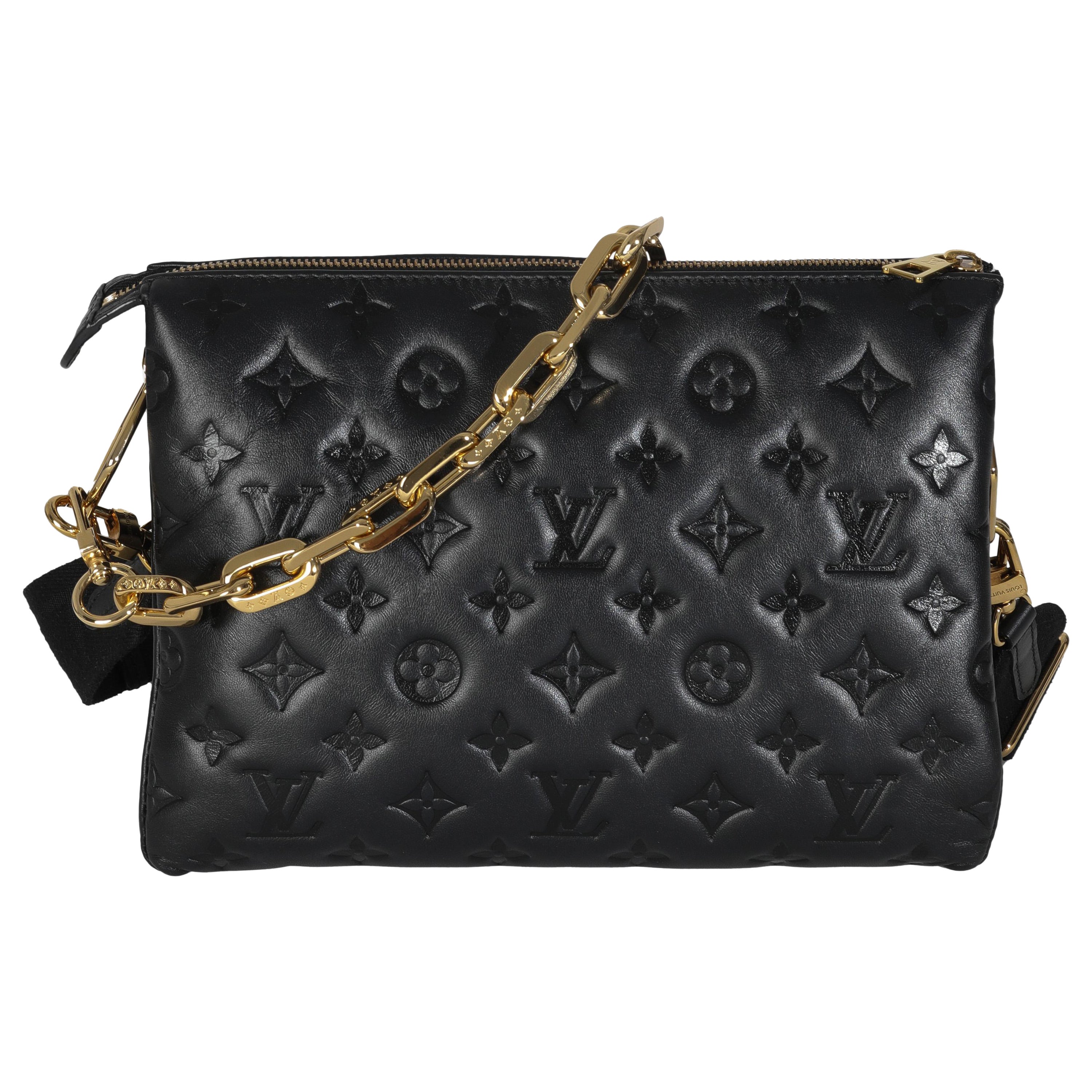 Louis Vuitton Black Monogram Embossed Lambskin Coussin PM en vente
