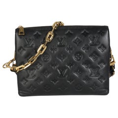 Louis Vuitton Black Monogram Embossed Lambskin Coussin PM