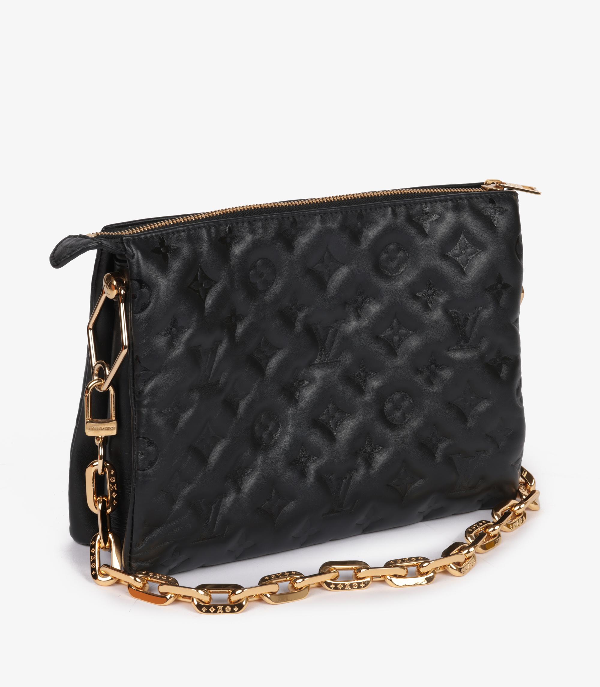 Louis Vuitton Black Monogram Embossed Lambskin Leather Coussin PM In Excellent Condition In Bishop's Stortford, Hertfordshire