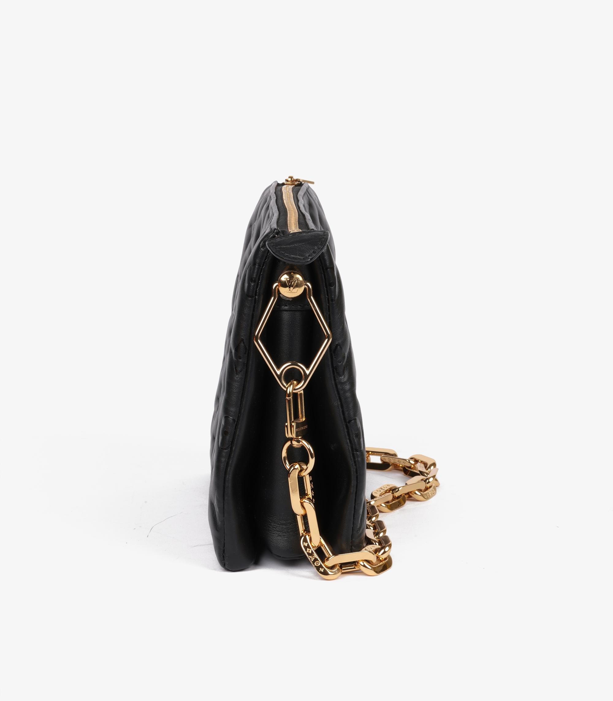 Women's or Men's Louis Vuitton Black Monogram Embossed Lambskin Leather Coussin PM