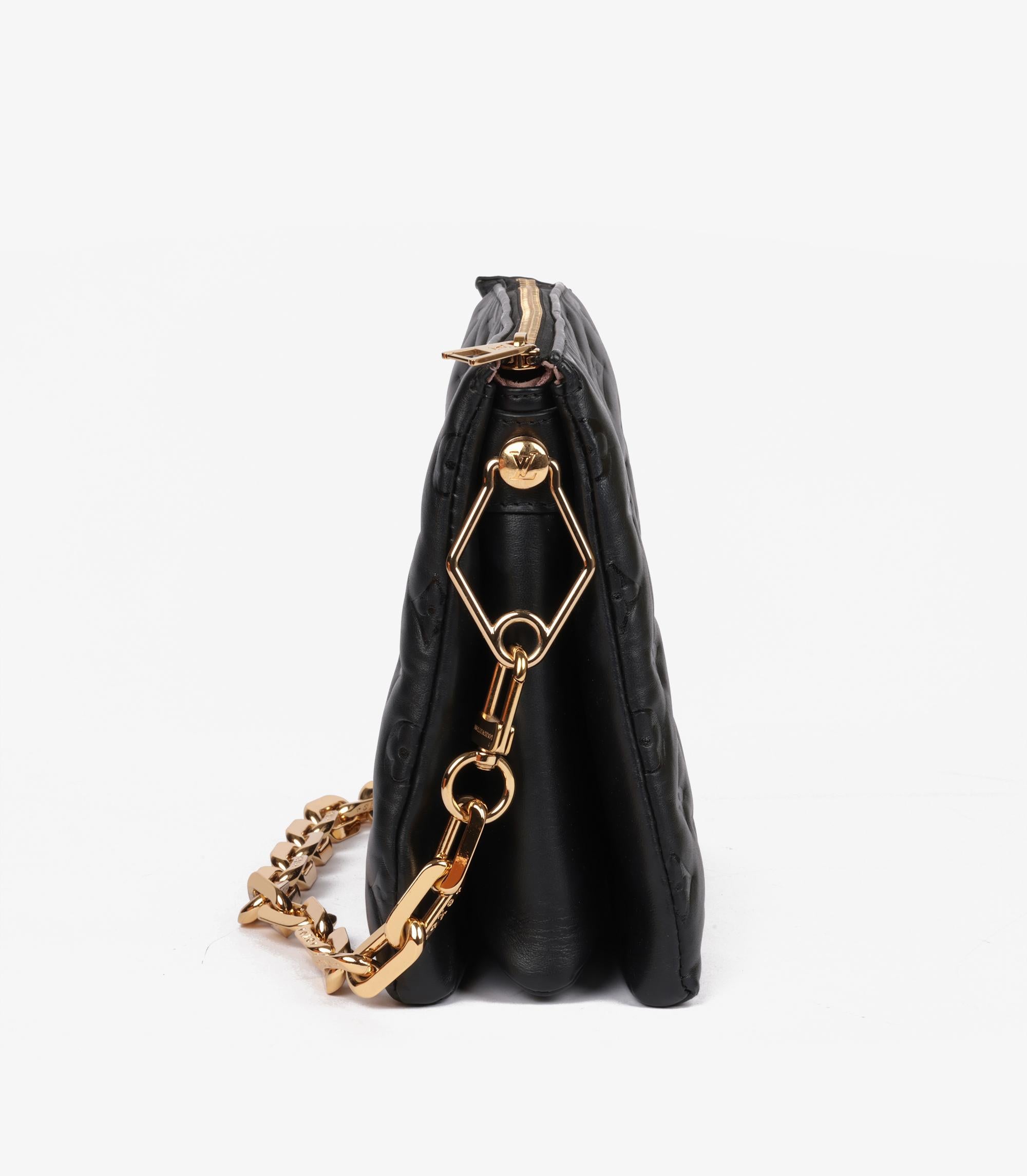 Louis Vuitton Black Monogram Embossed Lambskin Leather Coussin PM 2