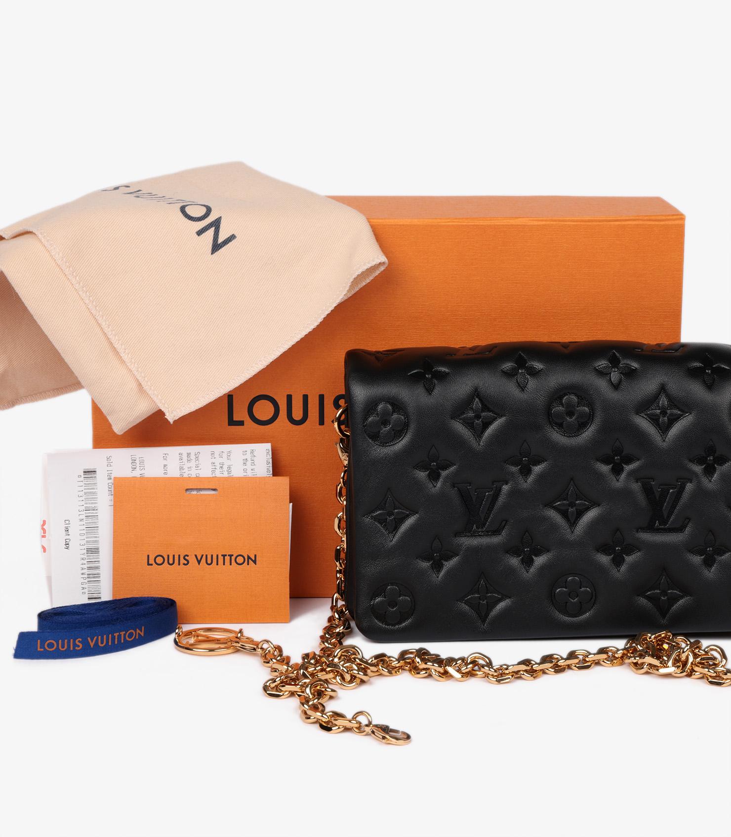 Louis Vuitton Schwarz Monogram geprägte Lammleder Coussin Pochette 6