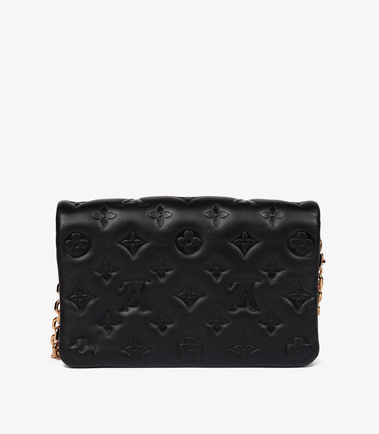 Louis Vuitton Schwarz Monogram geprägte Lammleder Coussin Pochette 1