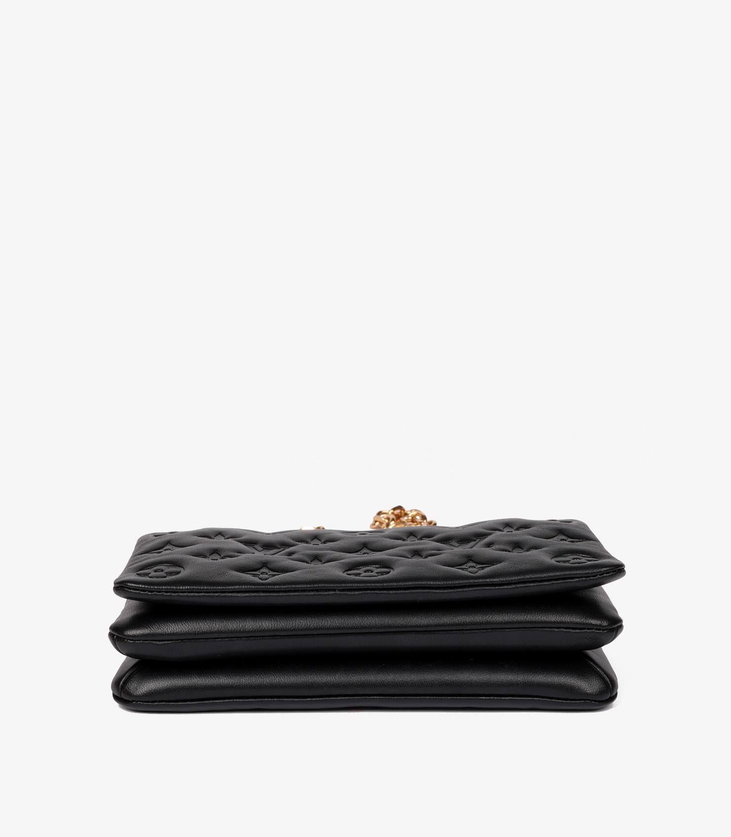 Louis Vuitton Schwarz Monogram geprägte Lammleder Coussin Pochette 2
