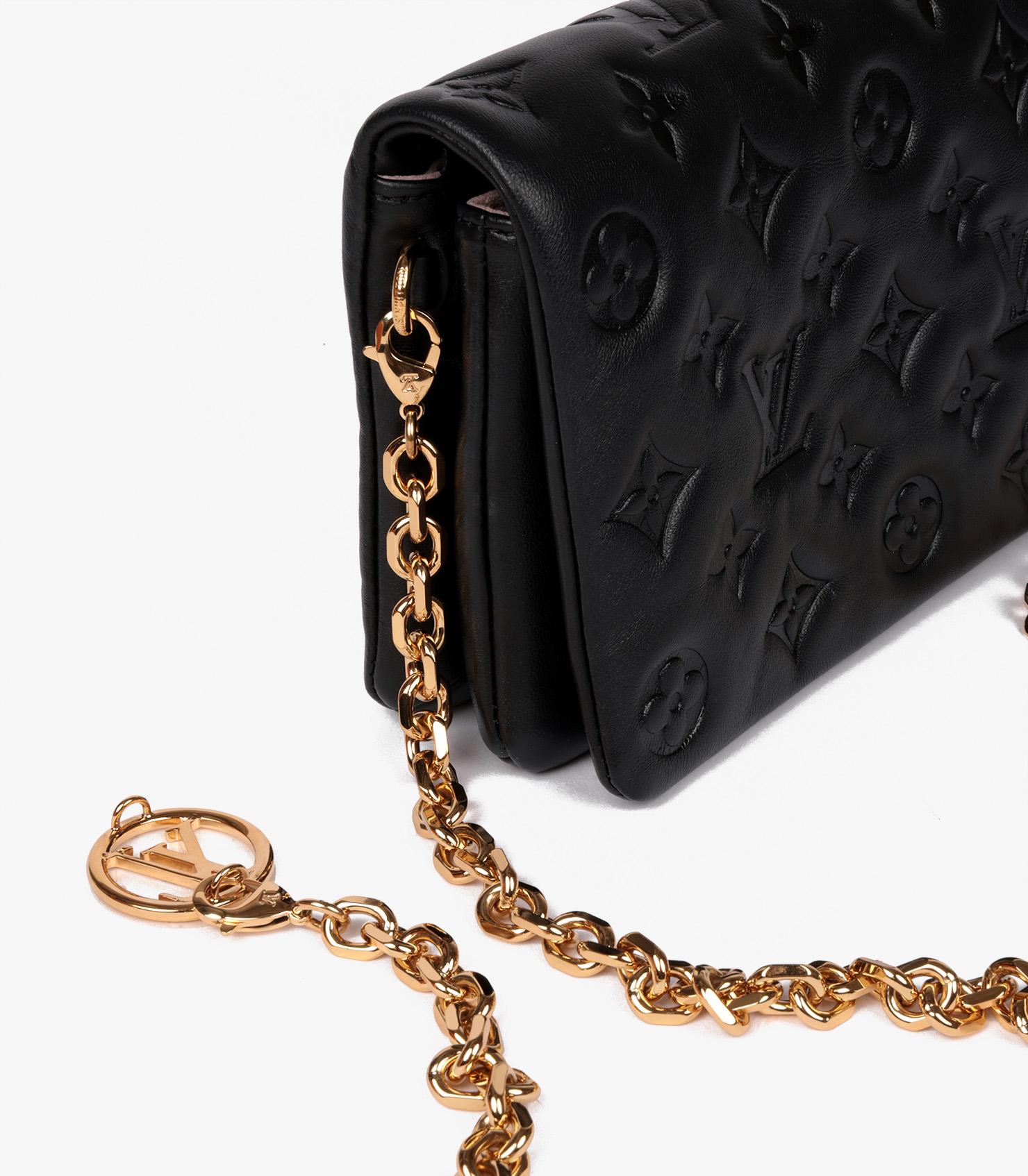 Louis Vuitton Schwarz Monogram geprägte Lammleder Coussin Pochette 4