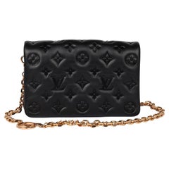 Louis Vuitton Black Monogram Embossed Lambskin Leather Coussin Pochette