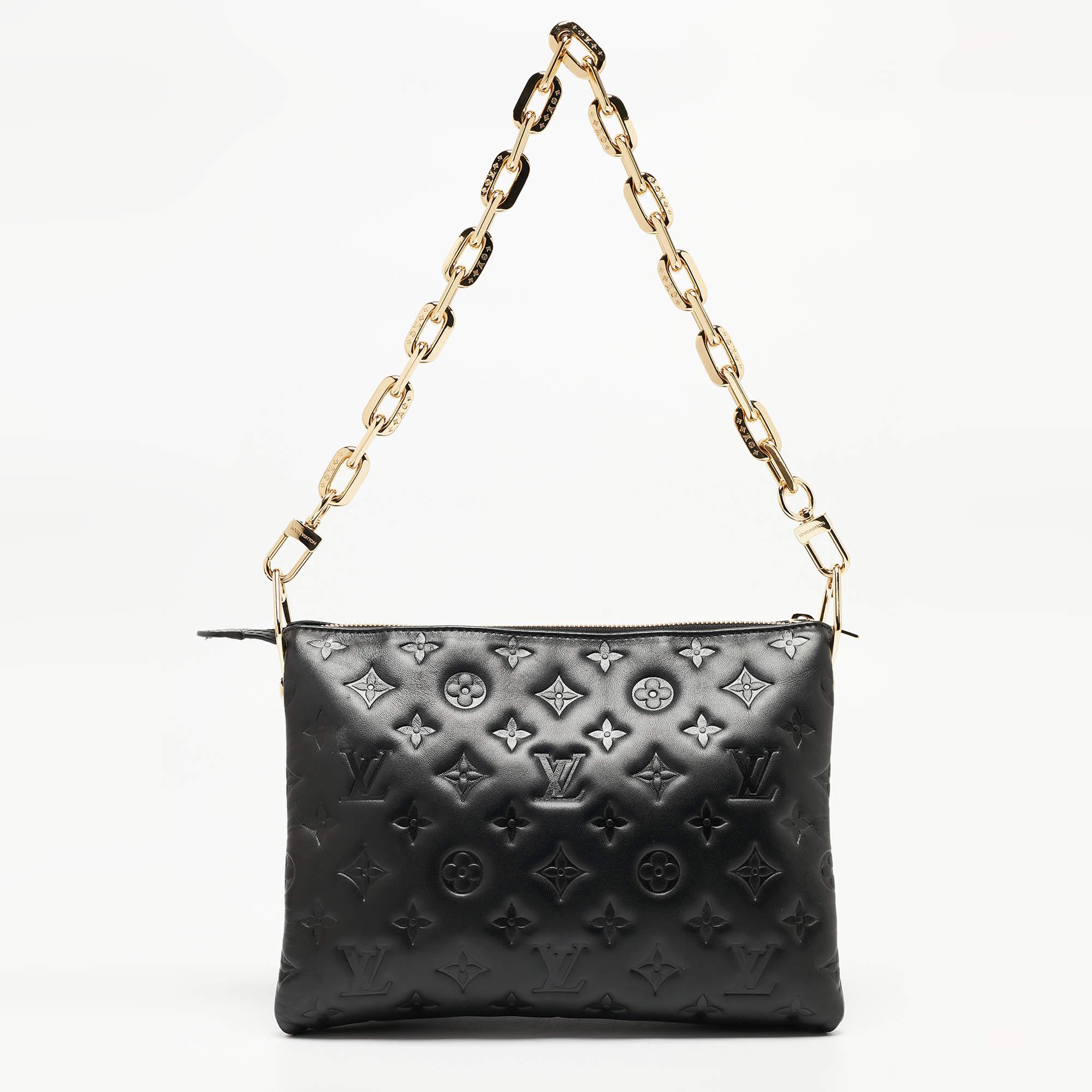 Louis Vuitton Black Monogram Embossed Leather Coussin PM Bag 1