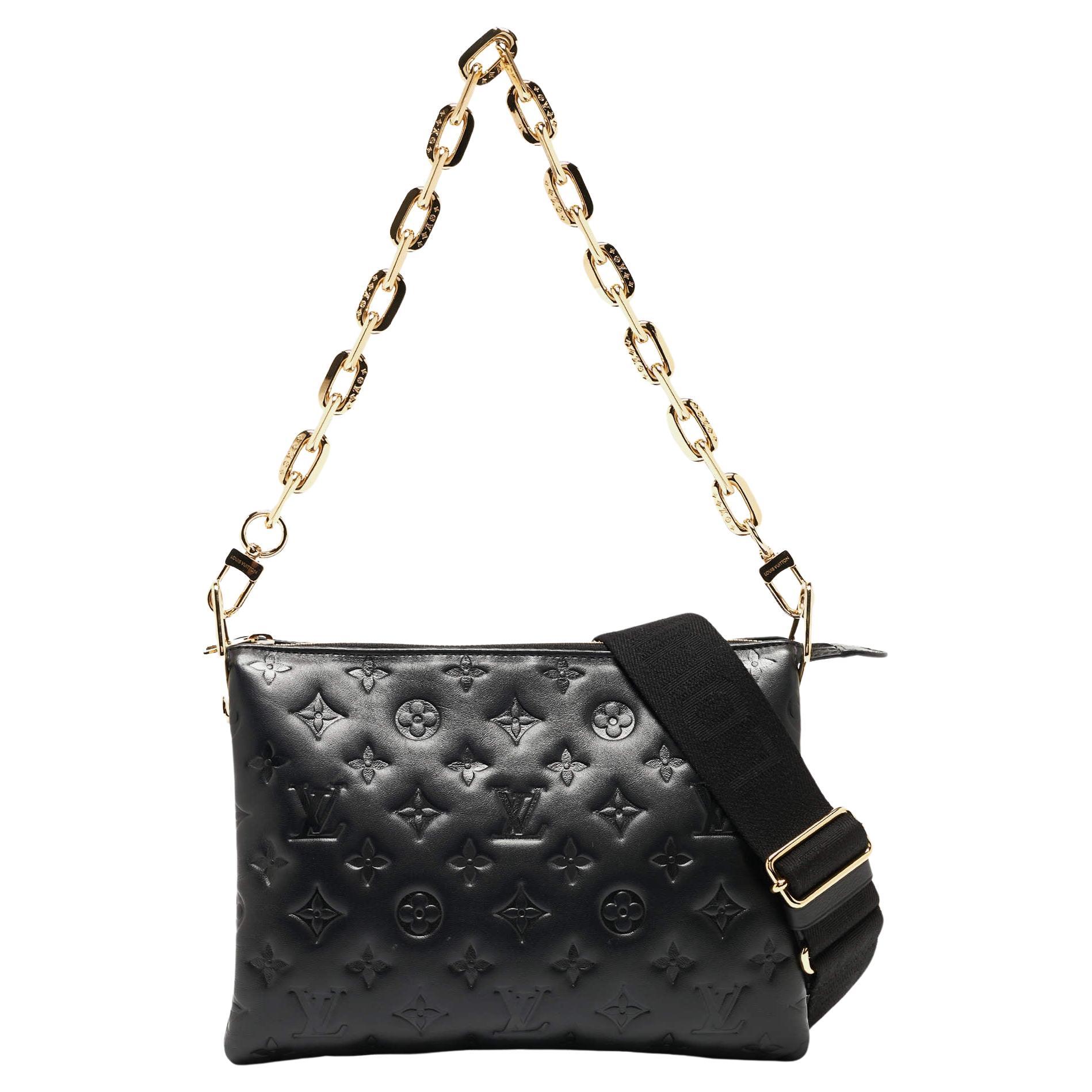 Louis Vuitton Black Monogram Embossed Leather Coussin PM Bag