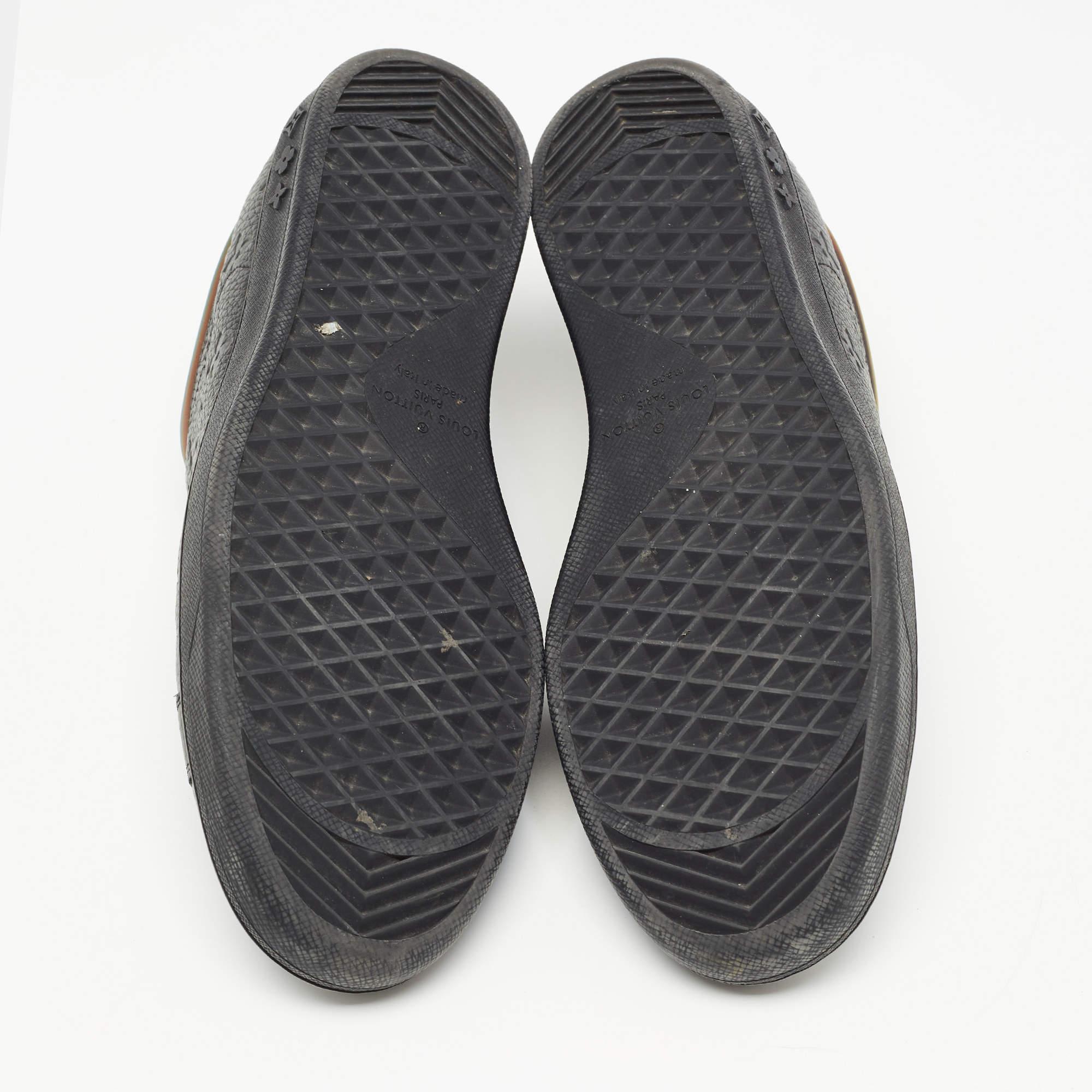 Louis Vuitton Black Monogram Embossed Leather Luxembourg Sneakers Size 42.5 For Sale 3
