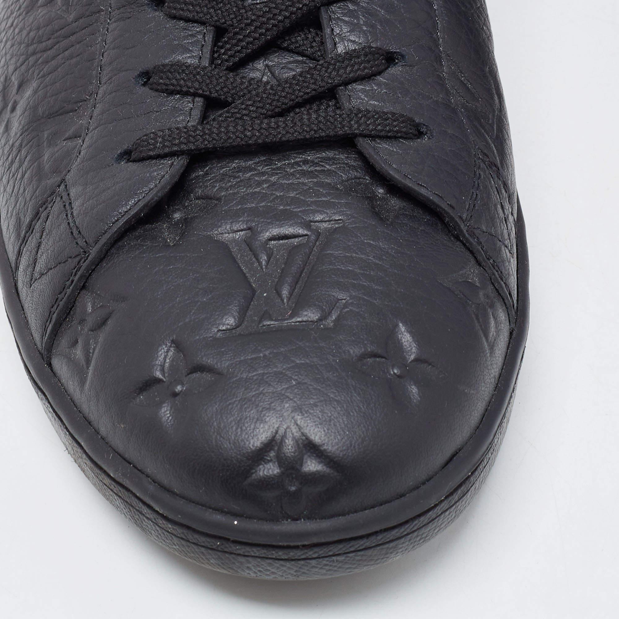 Louis Vuitton Black Monogram Embossed Leather Luxembourg Sneakers Size 44.5 In New Condition In Dubai, Al Qouz 2
