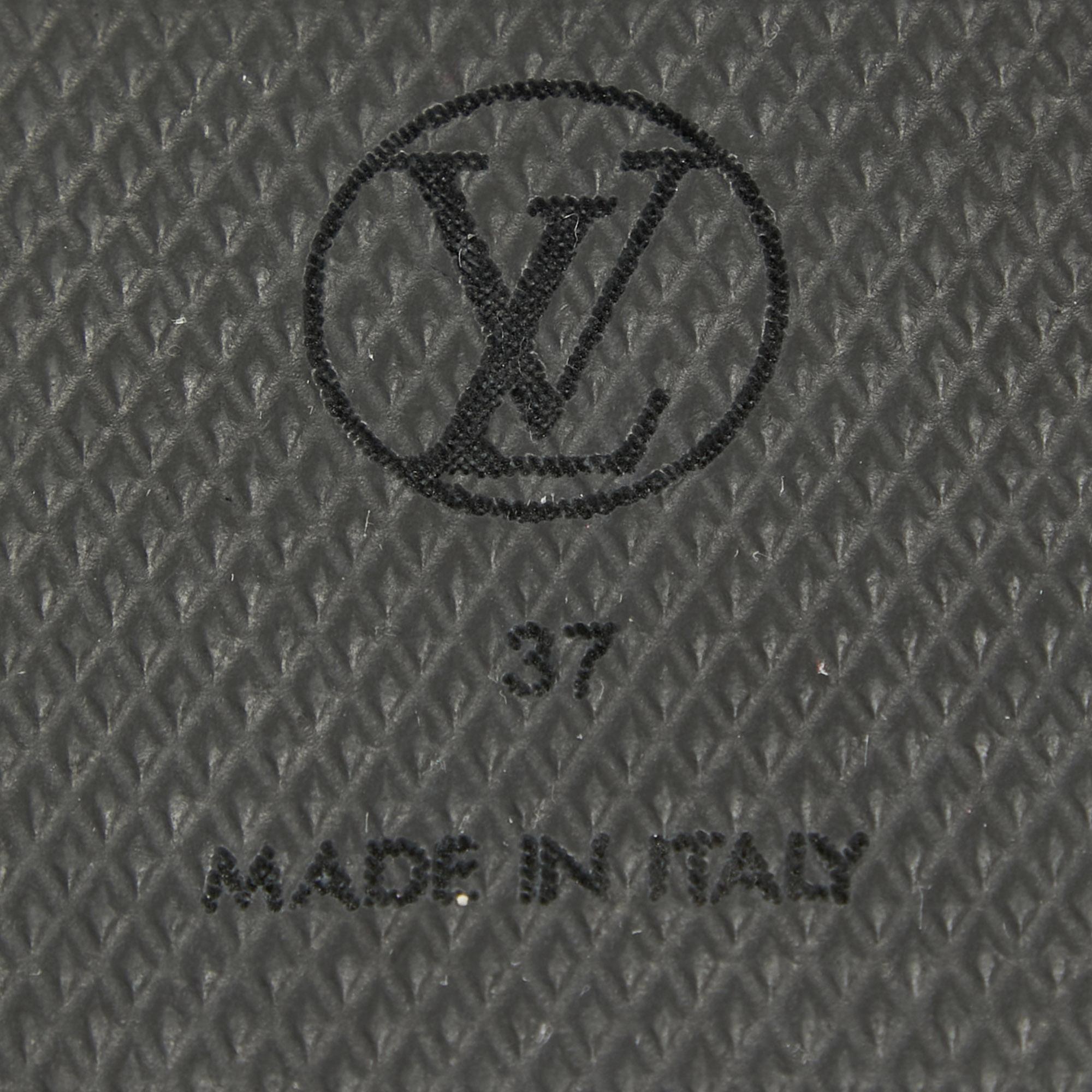 Louis Vuitton Black Monogram Embossed Leather LV Sunset Slides Size 37 1