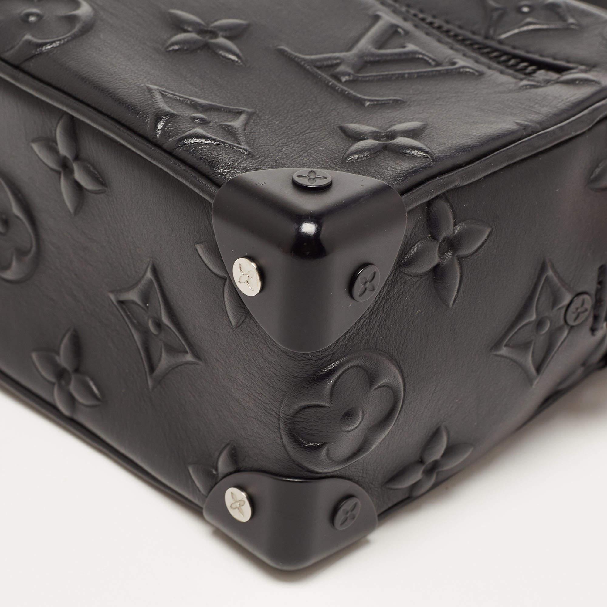 Louis Vuitton Black Monogram Embossed Leather Mini Soft Trunk Bag 7