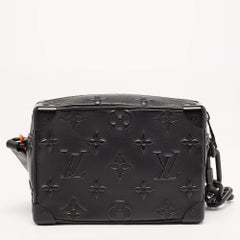 Louis Vuitton Black Monogram Embossed Leather Mini Soft Trunk Bag
