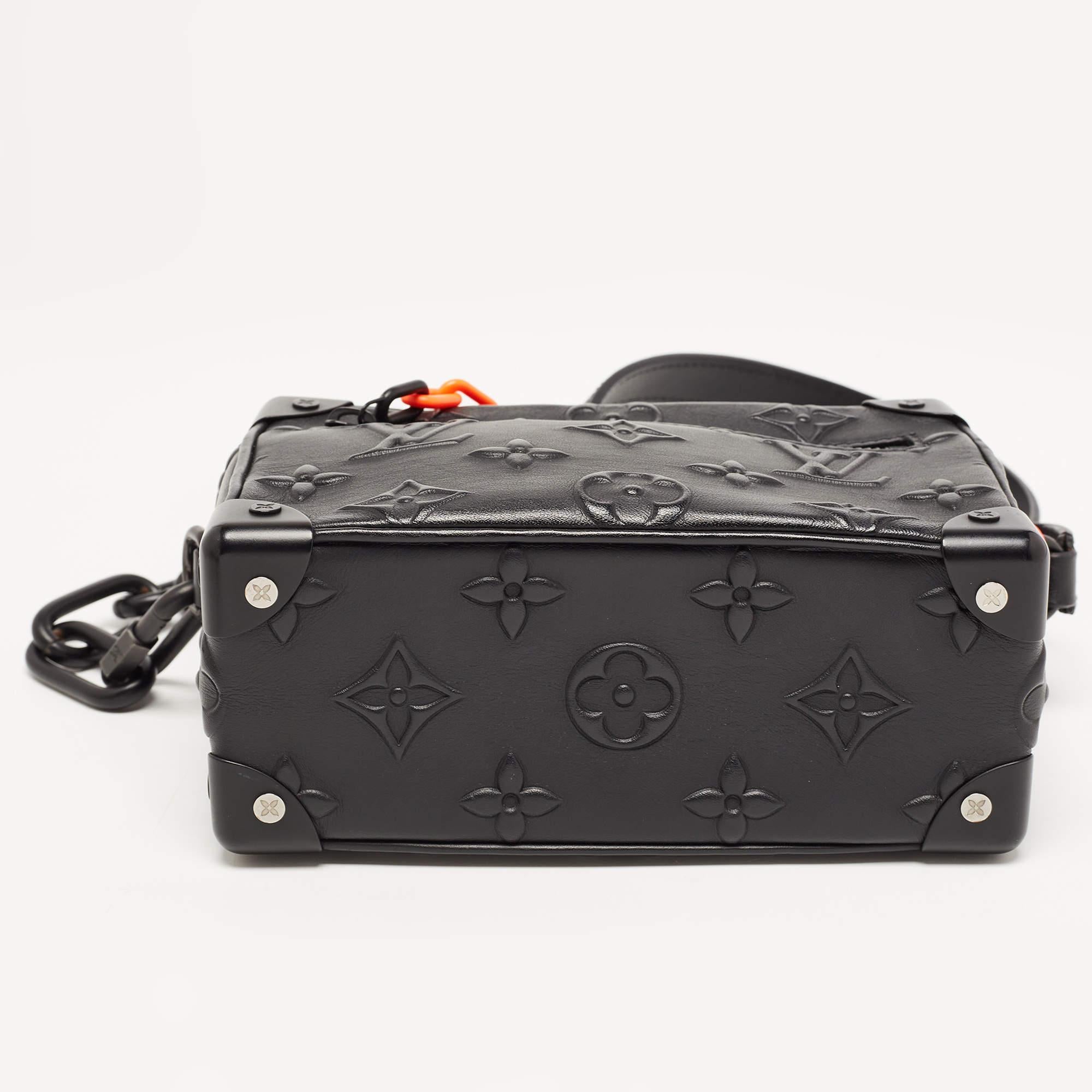 Louis Vuitton Black Monogram Embossed Leather Mini Soft Trunk Bag 1