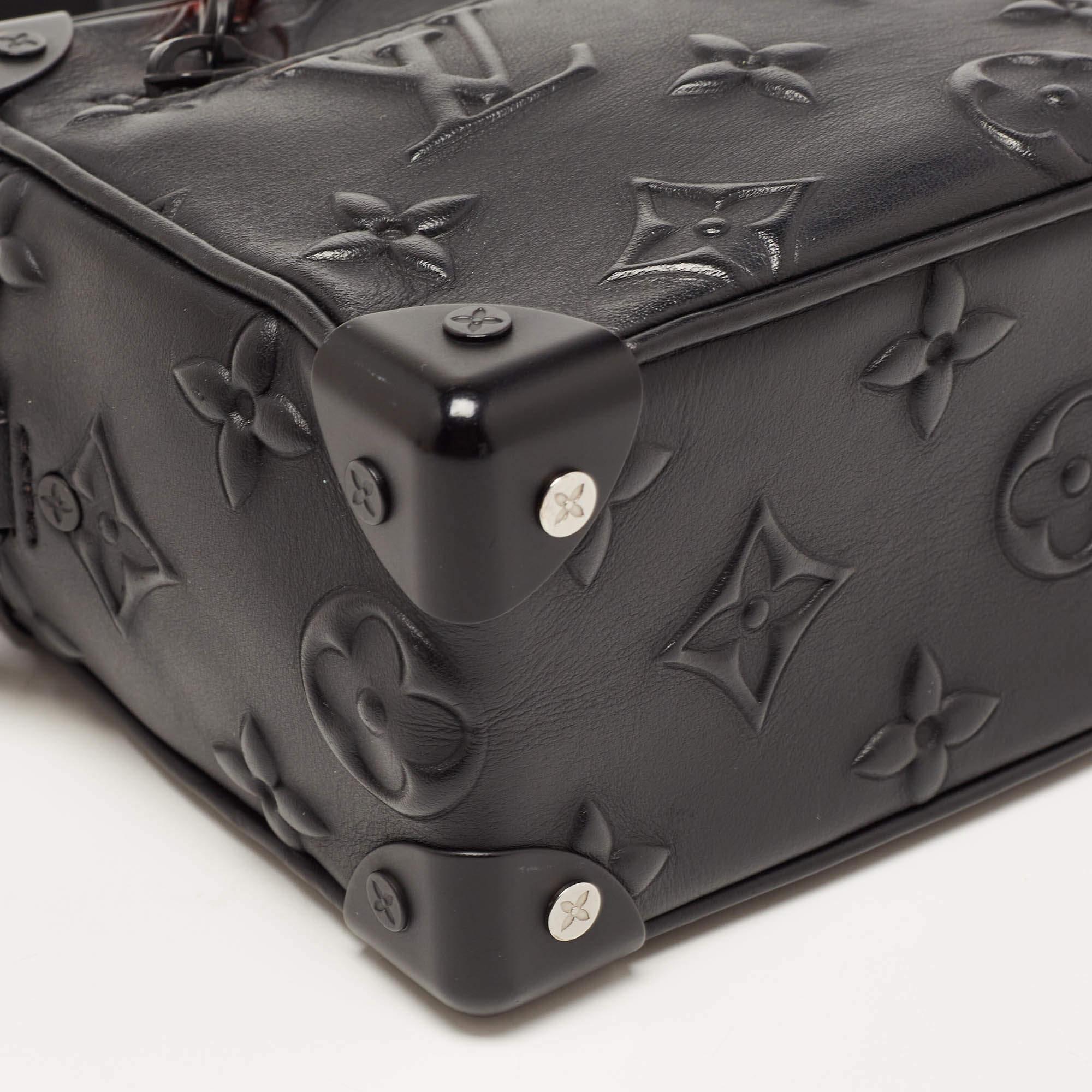 Louis Vuitton Black Monogram Embossed Leather Mini Soft Trunk Bag 2