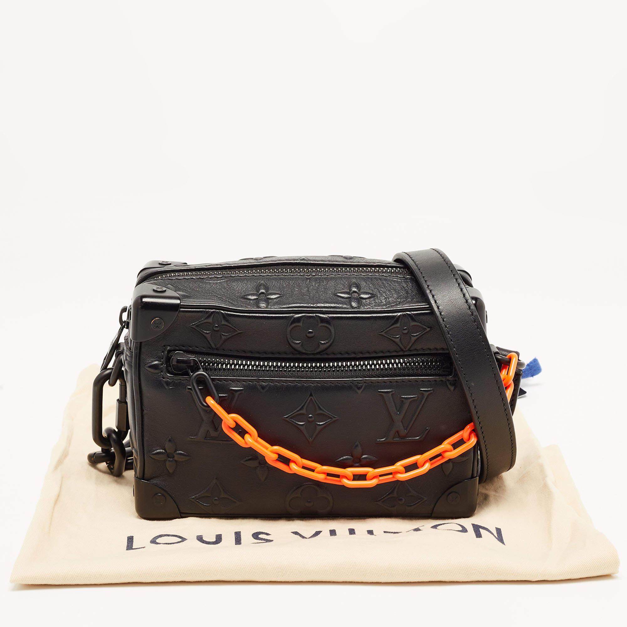 Louis Vuitton Black Monogram Embossed Leather Mini Soft Trunk Bag 4