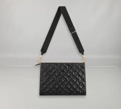 Louis Vuitton Black Monogram-embossed Puffy Lambskin Coussin MM Bag