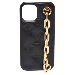Louis Vuitton Black Monogram Embossed Puffy Leather Coussin iPhone 12/12Pro Case