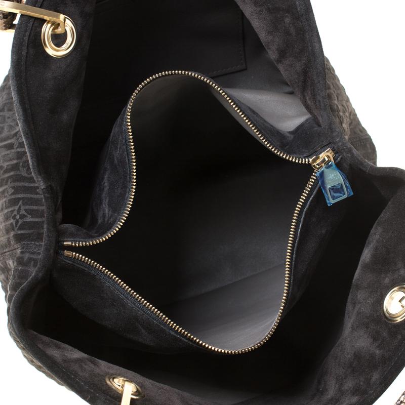 Louis Vuitton Black Monogram Embossed Suede Limited Edition Kohl Whisper PM Bag 1