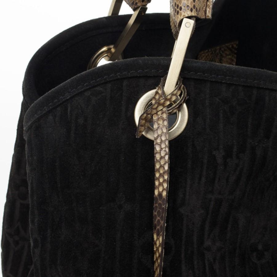Louis Vuitton Black Monogram Embossed Suede Limited Edition Whisper PM 6