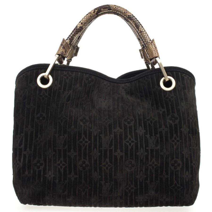 Women's Louis Vuitton Black Monogram Embossed Suede Limited Edition Whisper PM
