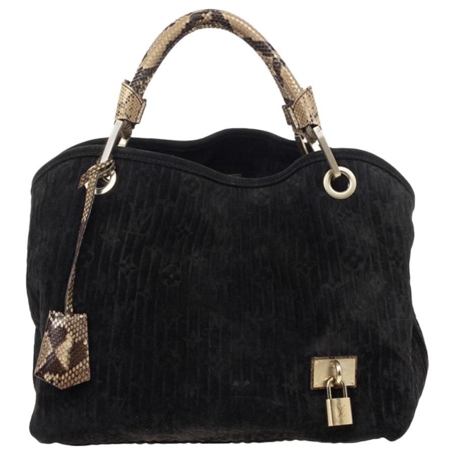 Louis Vuitton Black Monogram Embossed Suede Limited Edition Whisper PM