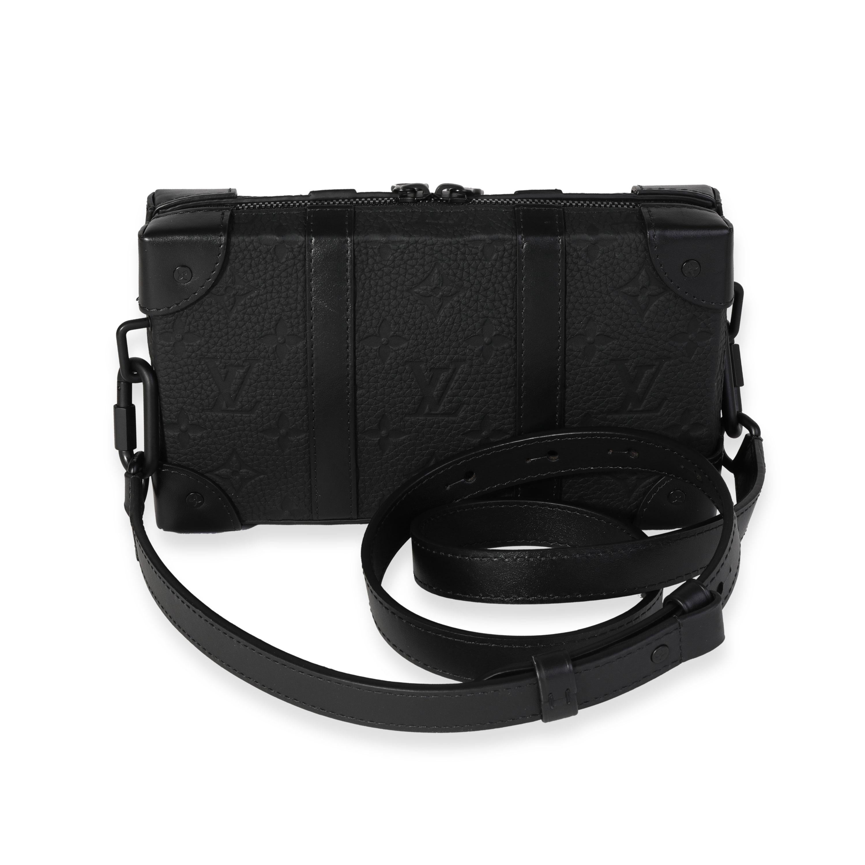 Noir Louis Vuitton Black Monogram Embossed Taurillon Leather Soft Trunk Wallet