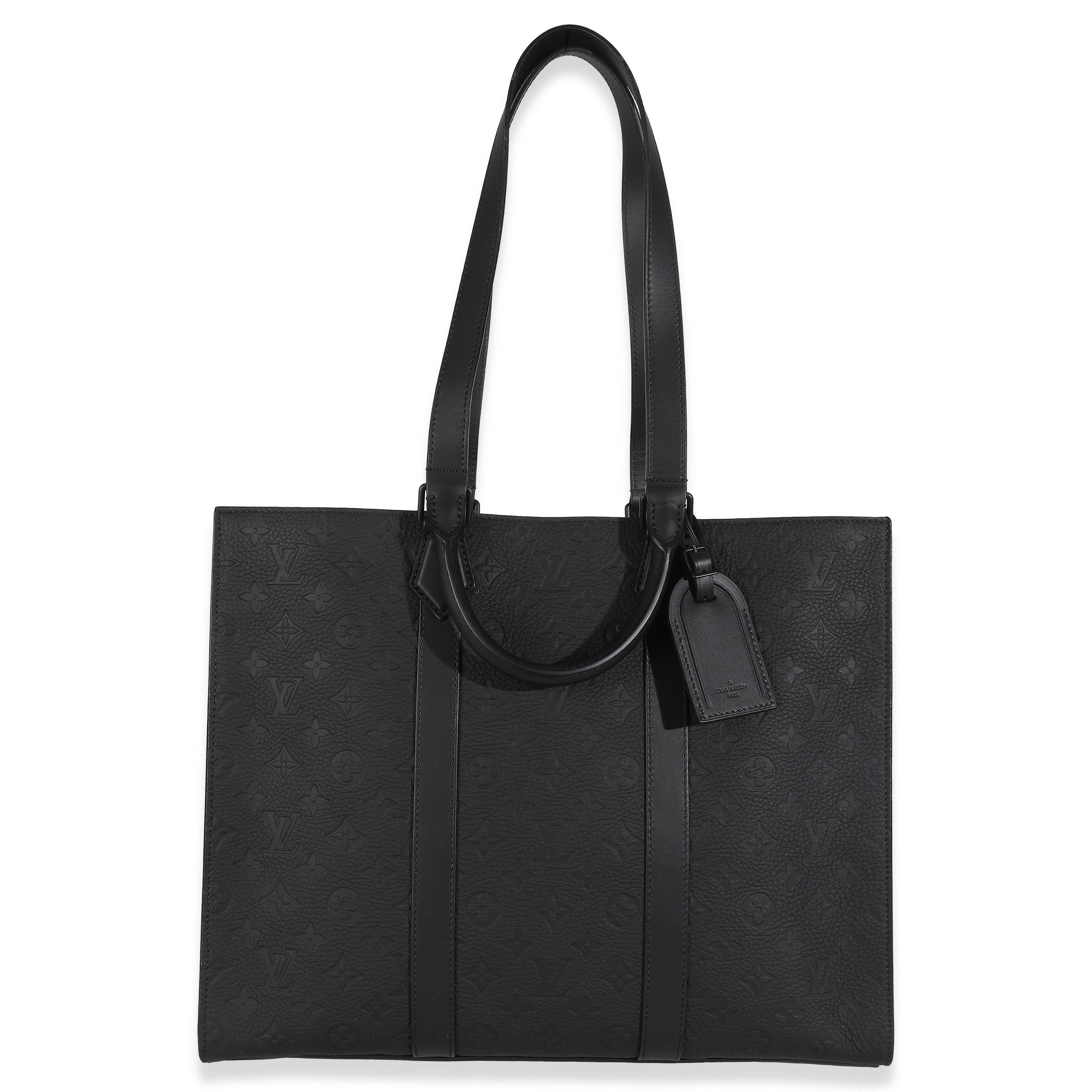 Louis Vuitton Black Monogram Embossed Taurillon Sac Plat 24H en vente 3