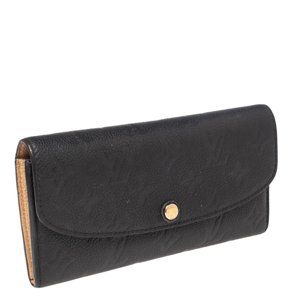 Louis Vuitton Black Monogram Empreinte Emilie Wallet In Good Condition In Dubai, Al Qouz 2