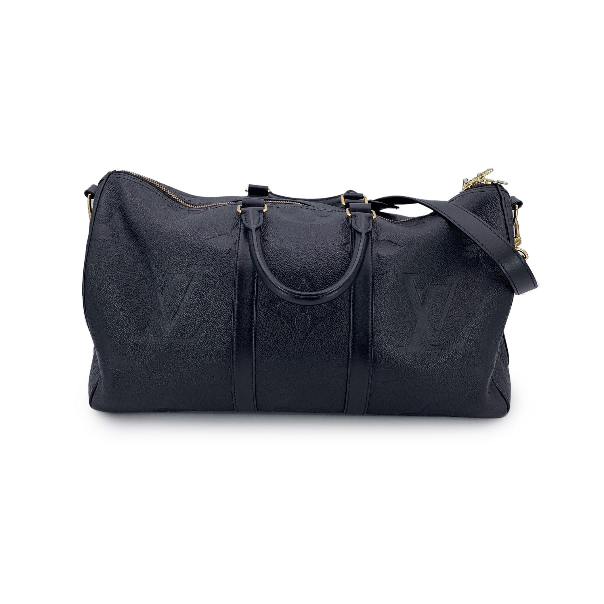 Women's Louis Vuitton Black Monogram Empreinte Geant Keepall 45 M45532 Bandoulière For Sale