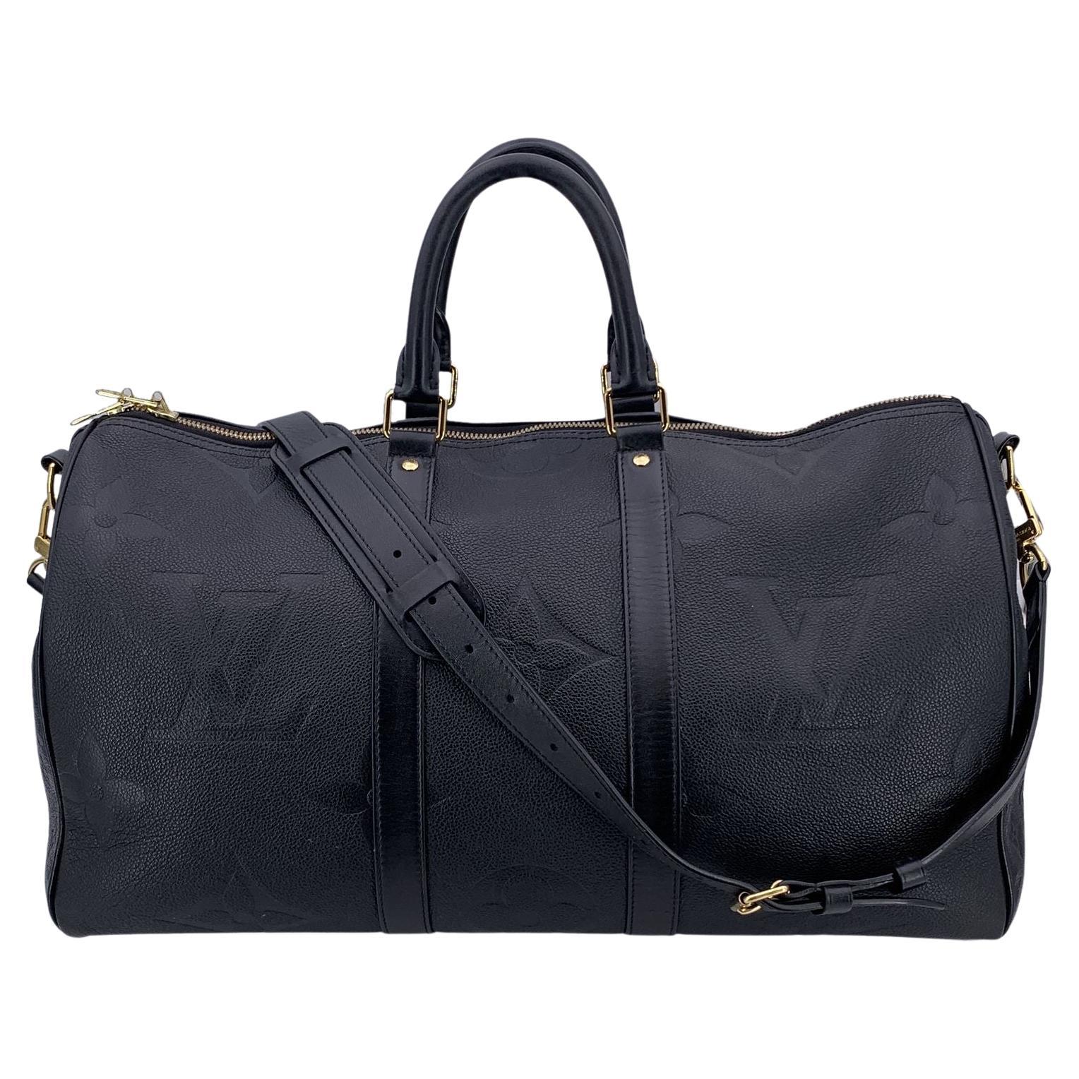 Louis Vuitton Black Monogram Empreinte Geant Keepall 45 M45532 Bandoulière For Sale