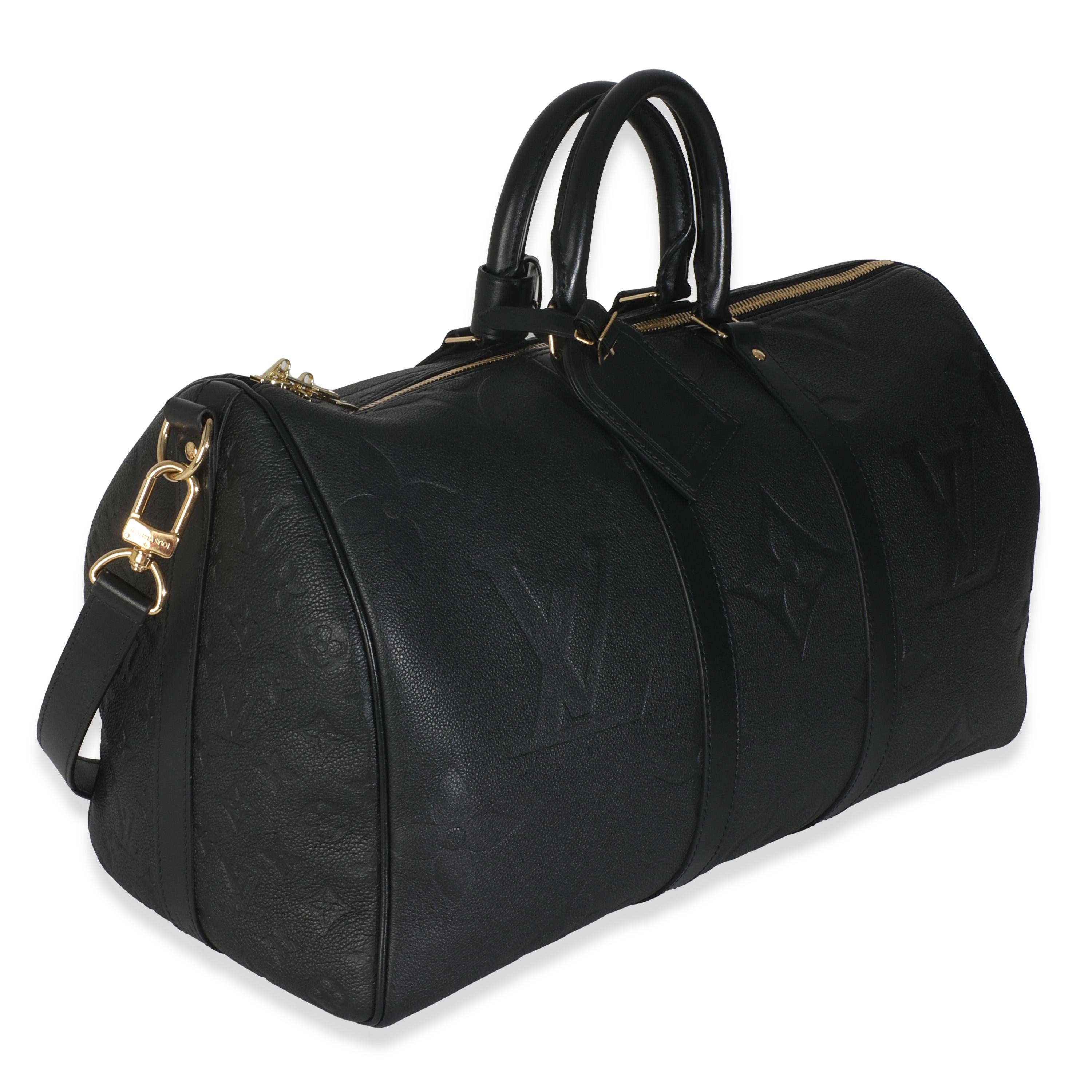 Nero Louis Vuitton Black Monogram Empreinte Giant Keepall Bandouliere 45 in vendita