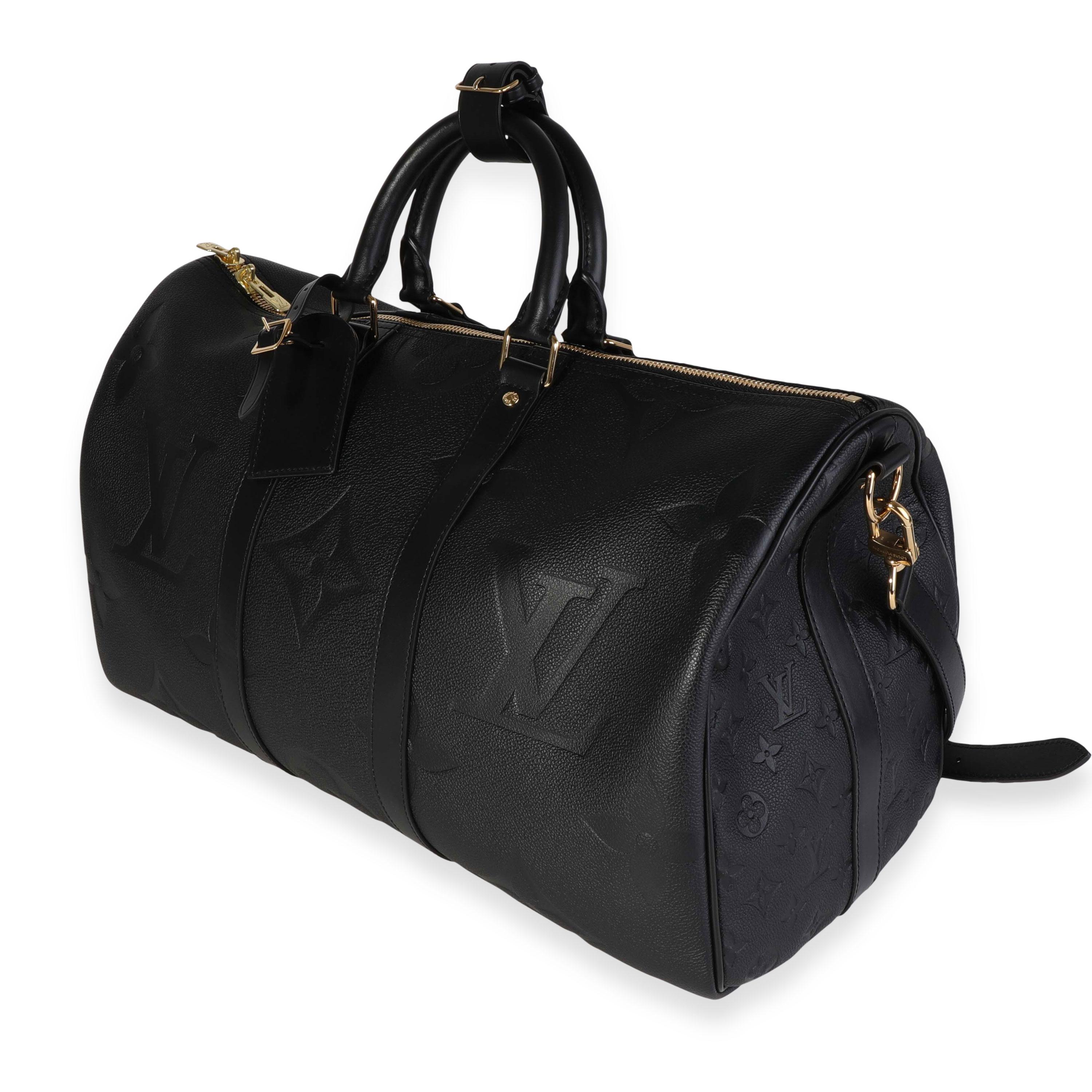 Louis Vuitton Schwarz Monogram Empreinte Giant Keepall Bandoulière 45 Damen