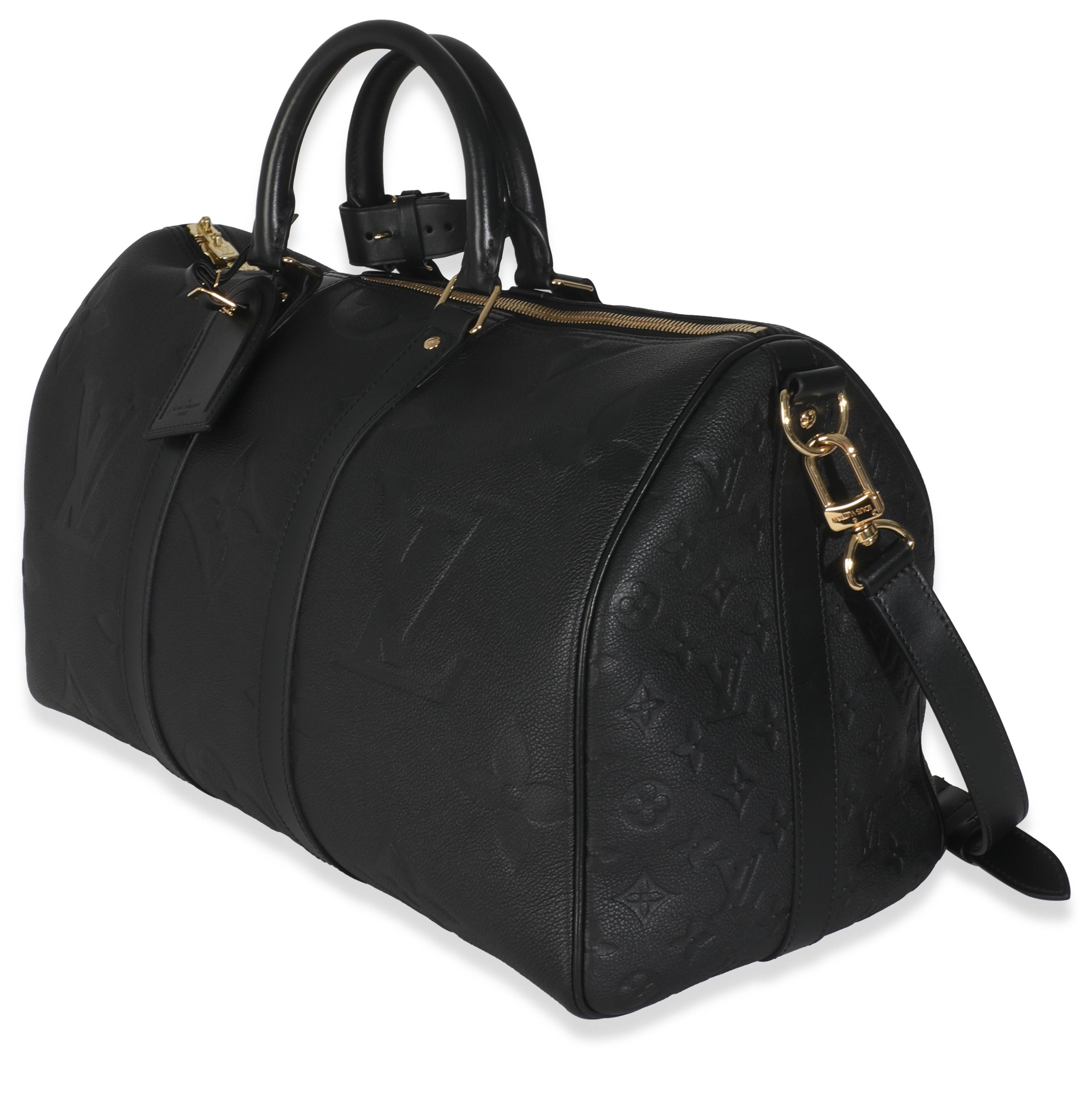 Louis Vuitton Black Monogram Empreinte Giant Keepall Bandouliere 45 In condizioni ottime in vendita a New York, NY