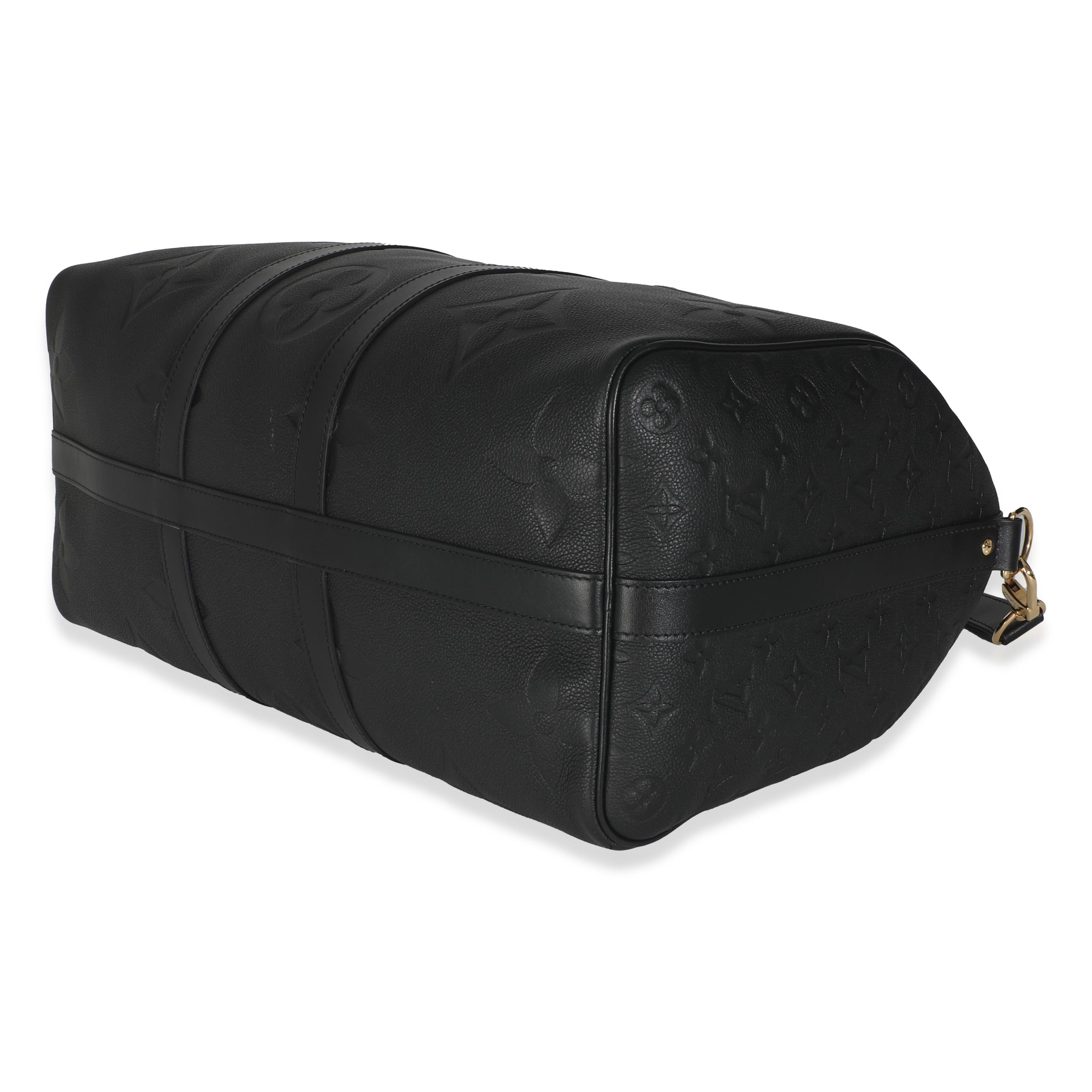 da uomo o donna Louis Vuitton Black Monogram Empreinte Giant Keepall Bandouliere 45 in vendita