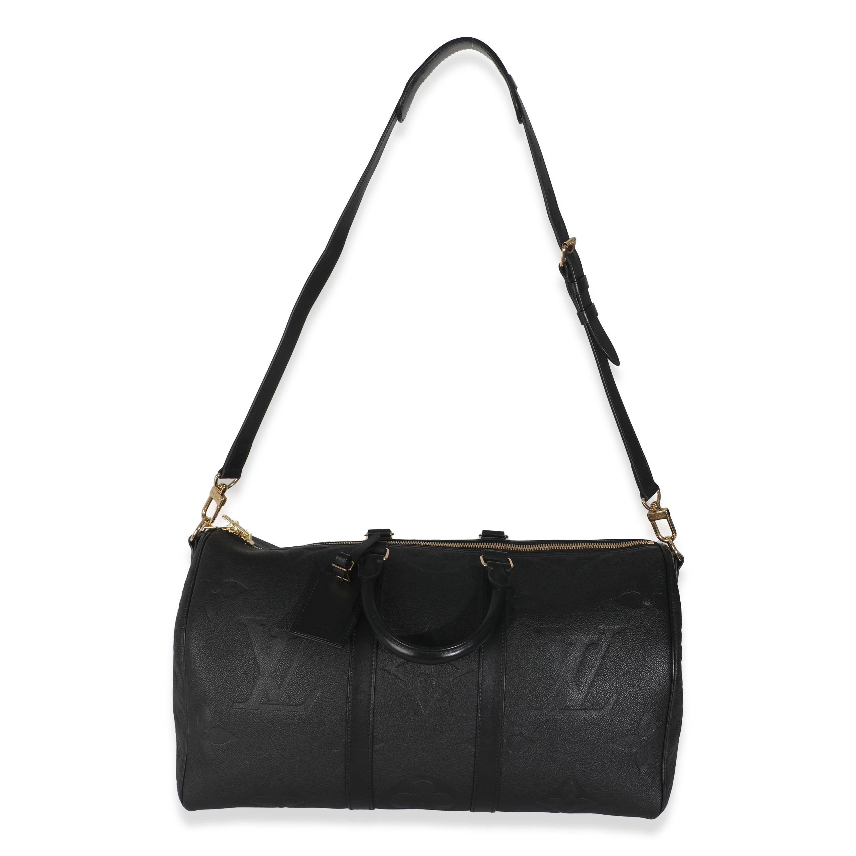 Louis Vuitton Black Monogram Empreinte Giant Keepall Bandouliere 45 in vendita 1